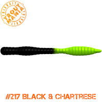 TM Fat Worm 3" -217 Black&Chartrese (Cheese)