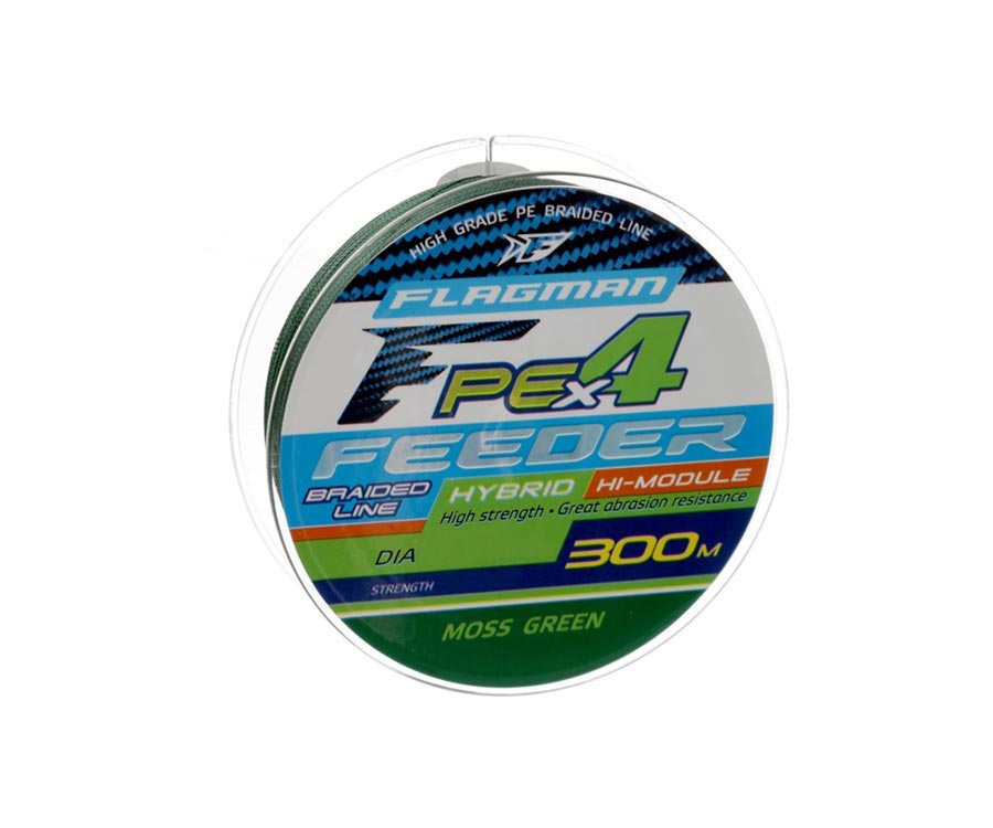 FLAGMAN Шнур PE Hybrid F4 Feeder 300м Moss Green 0,14мм 7,7кг