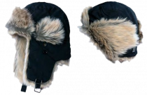 Шапка Alaskan с меховой отделкой черная (B346)	