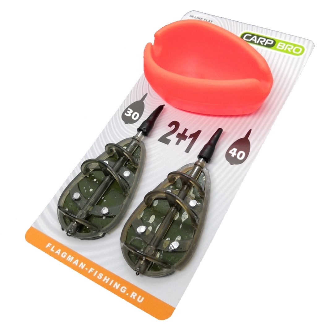 Набор флэт кормушек + форма для прикормки CarpHunter In-Line Flat Method Feeder Set 30гр+40гр