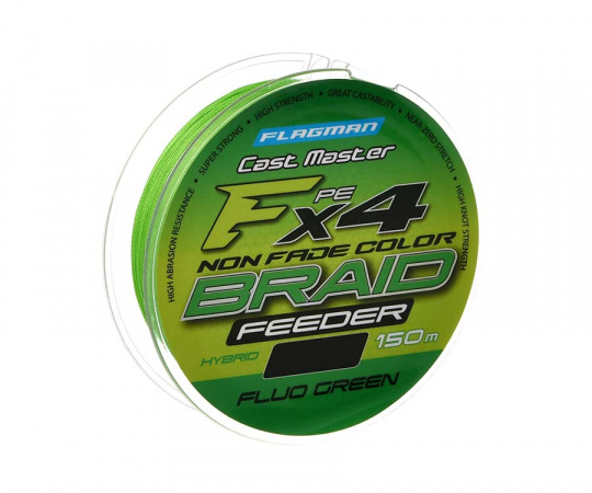 FLAGMAN Шнур Cast Master Feeder Braid F4 150м Fluo Green 0,18мм 11,3кг 25lb