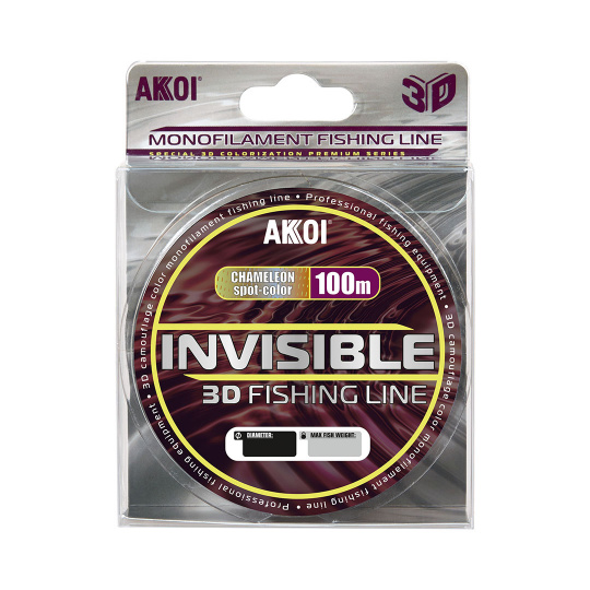Монофильная леска AKKOI INVISIBLE 3D хамелеон (100m) ф-0,45mm (28,9 кг) 