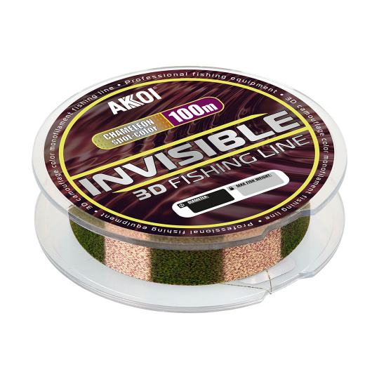 Монофильная леска AKKOI INVISIBLE 3D хамелеон (100m) ф-0,45mm (28,9 кг) 