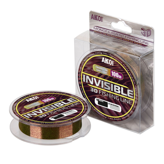 Монофильная леска AKKOI INVISIBLE 3D хамелеон (100m) ф-0,45mm (28,9 кг) 
