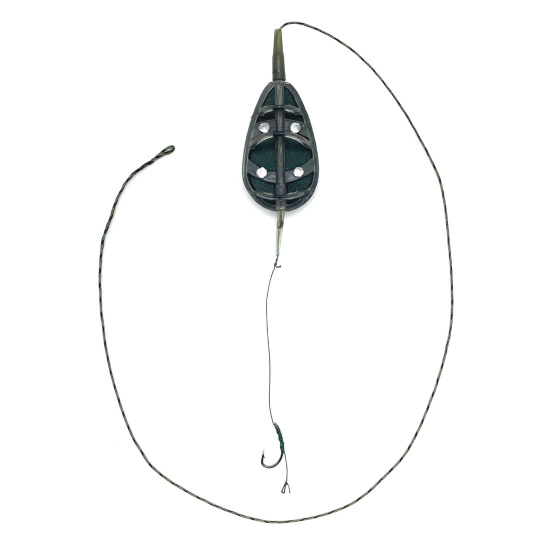 Готовый карповый монтаж с кормушкой In-line Flat method feeder MIDI 60г 1 крючок CarpHunter