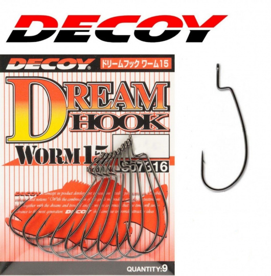 Крючок Decoy офсетный Worm 15 #1/0 (9 шт.)