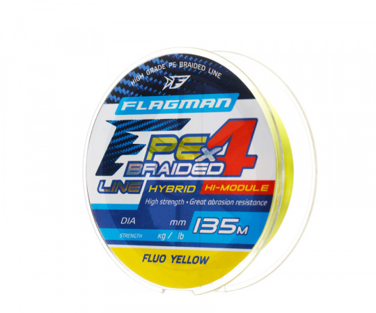 FLAGMAN Шнур PE Hybrid F4 135м FluoYellow 0,08мм 3,6кг 8lb